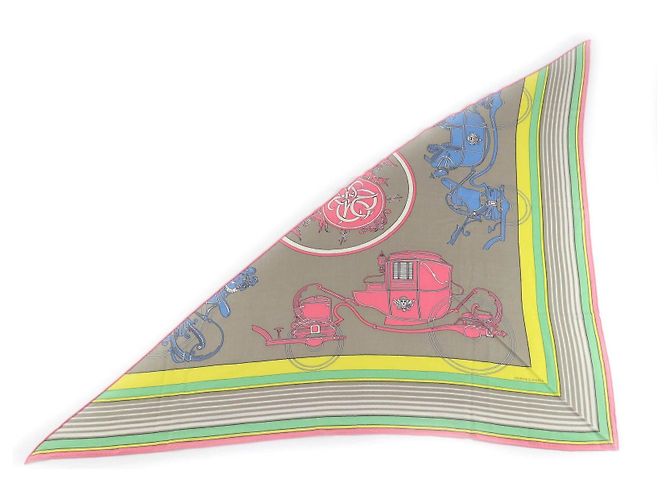 Chal triangular de cachemira Exlibris Hermès Rosa Beige Arena