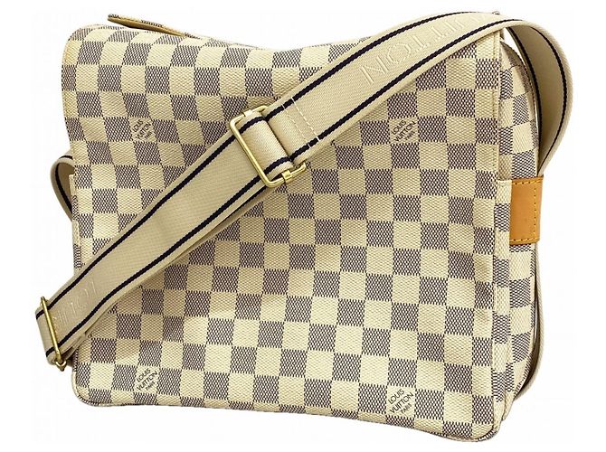 Borsa a tracolla Louis Vuitton Damier Azur Naviglio Bianco