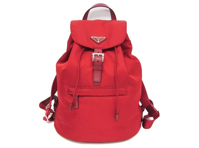 Zaino Prada TESSUTO Nylon e pelle Rosso
