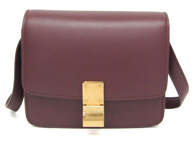Céline Petit sac à bandoulière en cuir pour femme Celine Classic Box Bordeaux