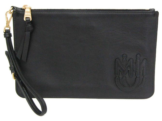 Clutch in pelle da donna Miu Miu nero
