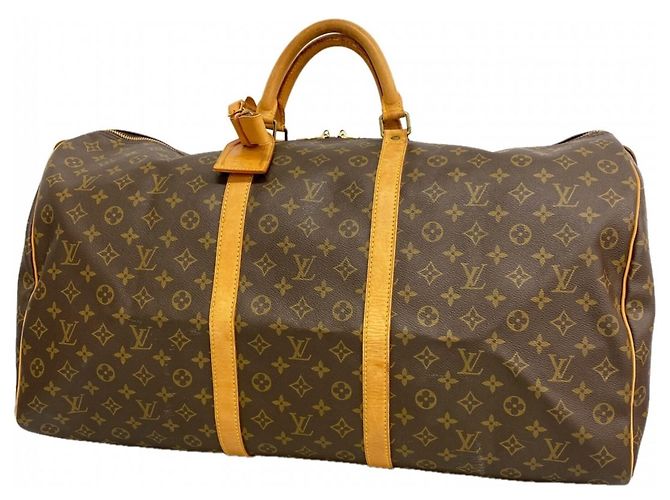 Louis Vuitton Boston Monogram Keepall 60 Bag Brown