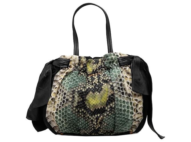 Bolsa Prada Black Tessuto Python Print Bow Preto 