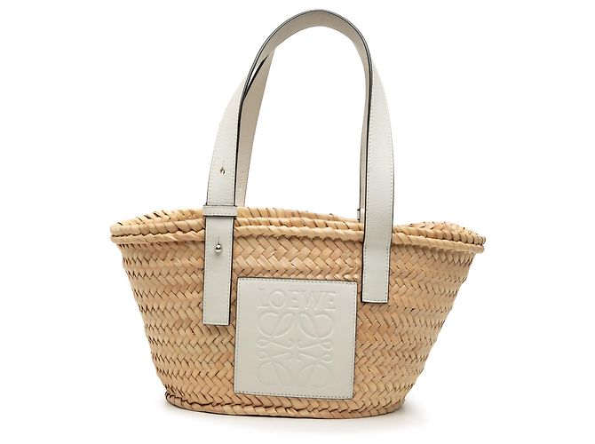 Borsa Tote LOEWE Beige Small Raffia Anagram Basket