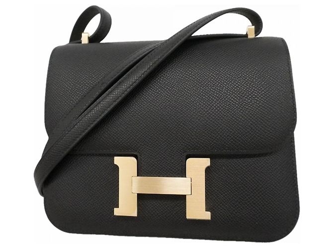 Hermès Mini borsa a tracolla Constance in pelle Epsom nera Nero
