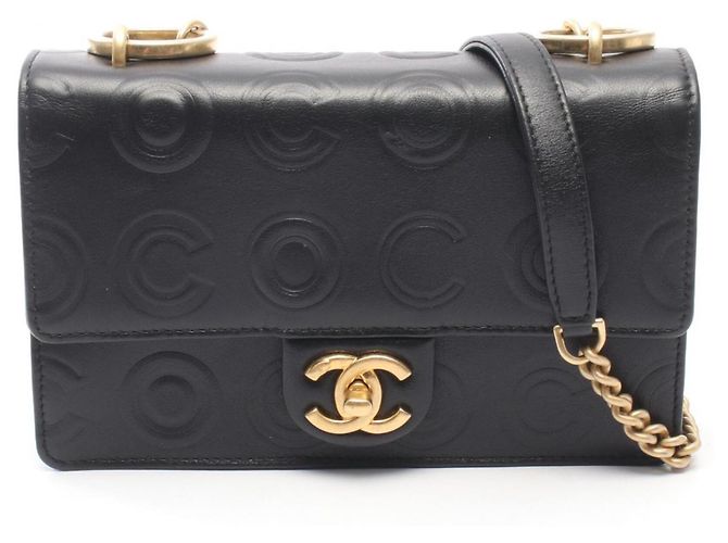 Bolsa de ombro Chanel COCO Embossed Small Flap Preto