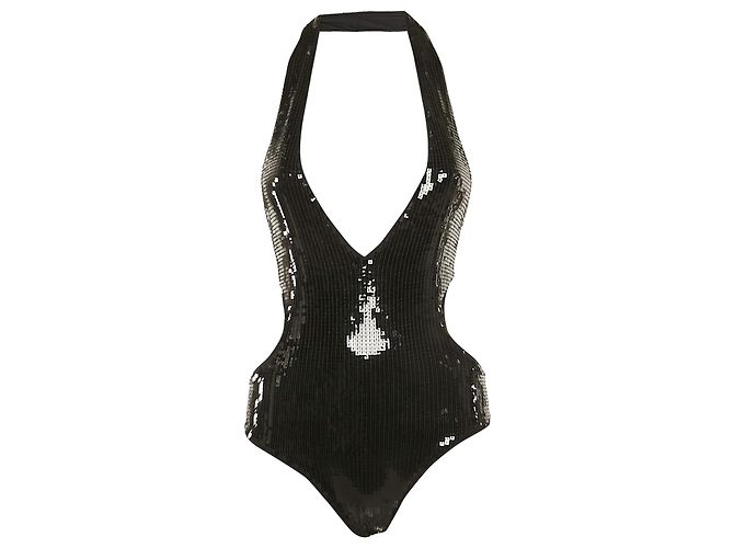 Saint Laurent Badeanzug mit Pailletten in Schwarz