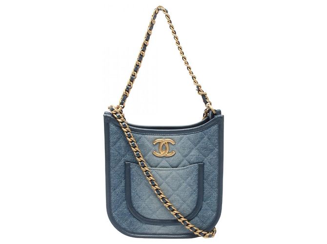 Borsa a Spalla Chanel Matelassé Hobo Blu