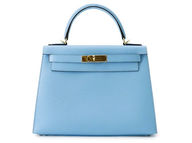 Hermès Bolsa Hermes Kelly 28 em couro Epsom Celeste Azul claro