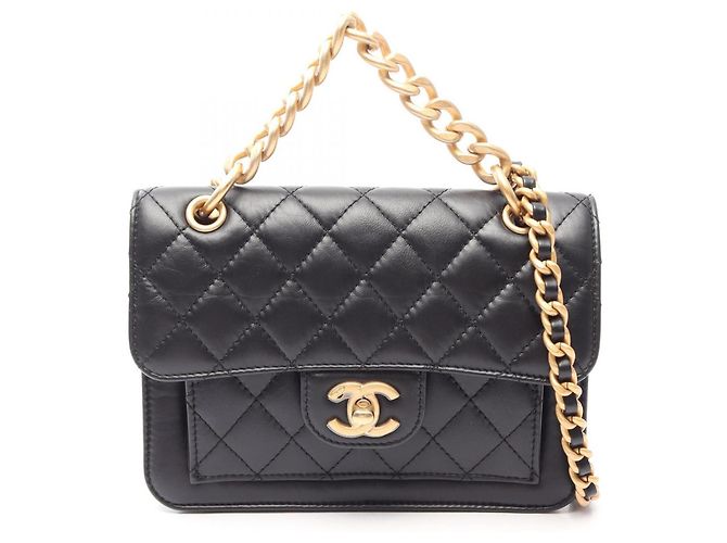 Chanel Matelassé Small Flap 2-Way Schultertasche Schwarz