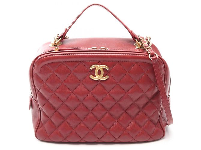 Bolsa de ombro 2-way com alça Chanel Matelassé Vermelho