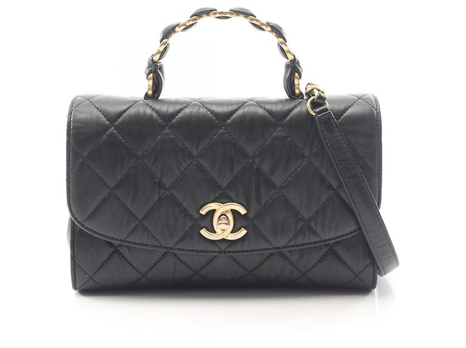 Borsa Chanel Matelassé con manico e tracolla Nero