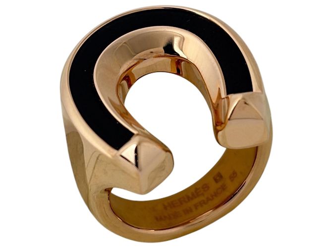Ring Anello Jochetto Hermès in oro rosa GP e nero