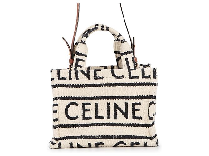 Céline Bolsa Celine Cabas Thais Small Preto Branco