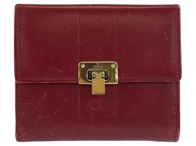 Gucci Leather Compact Wallet Red