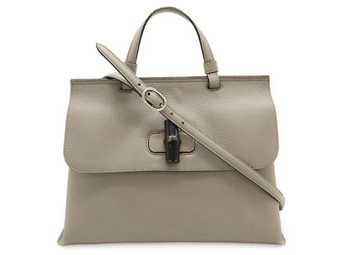 Bolsa Gucci Bamboo Daily Medium de couro Cinza