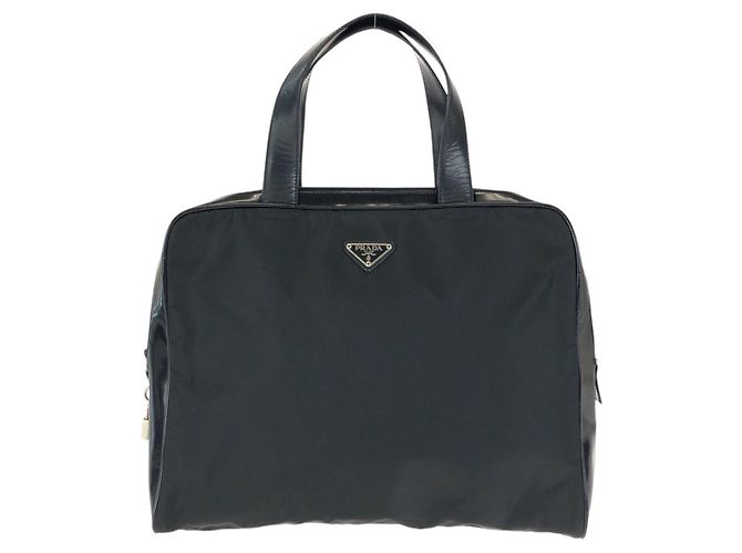 Pasta de documentos Prada Nylon Leather Tessuto Logo Preto