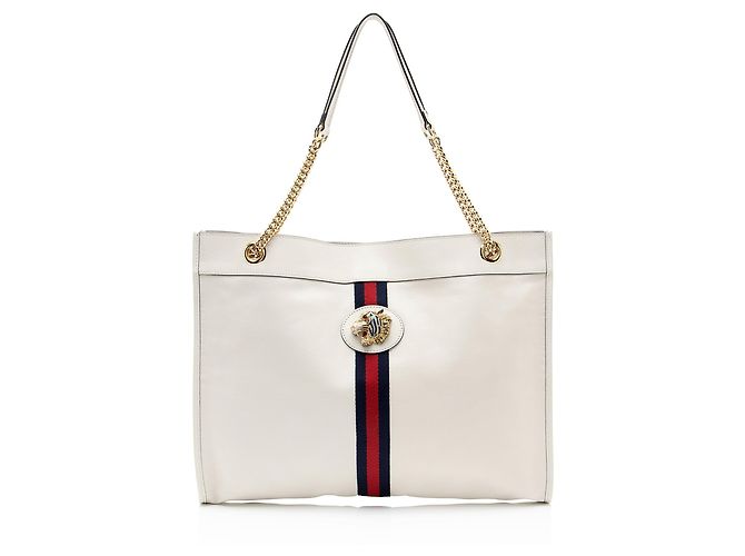 Gucci Leather Rajah Large Tote Weiß