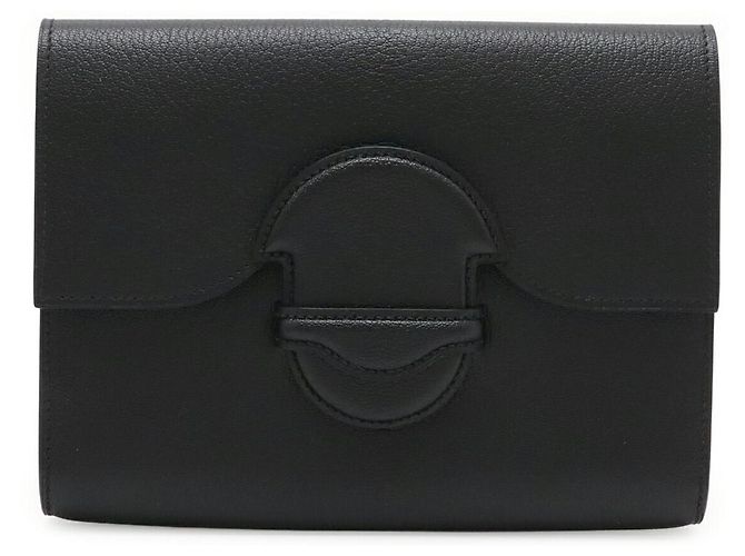 Hermès Clutch Hermes Chevre Facon Black Nero