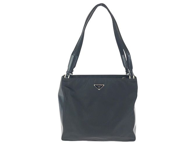 Tote Sac cabas Prada Tessuto Nylon et cuir Noir