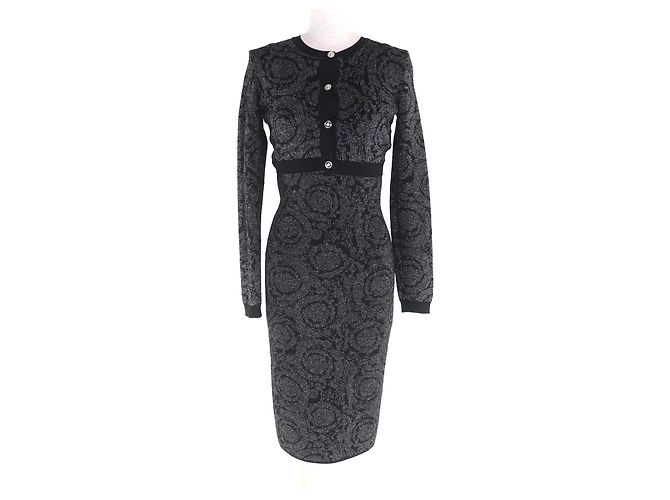 Versace Rayon Two-Piece Set Black Silvery