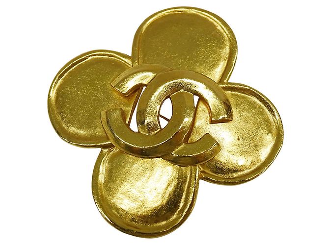 Spilla Chanel Vintage Gold Clover D'oro