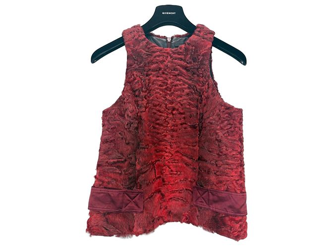 Alexander Wang Rote Astrakhan-Lammfellweste Bordeaux