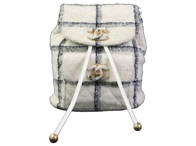 Chanel Tweed Backpack Black White
