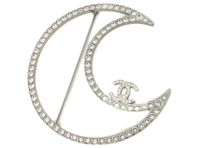 Broche Chanel de cristales plateados Plata