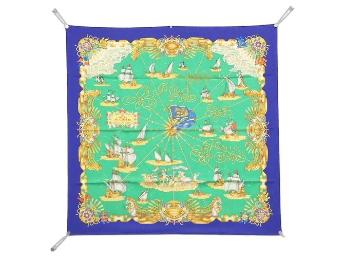 Hermès Hermes VOILES DE LUMIERE Sciarpa Carré Blu Verde