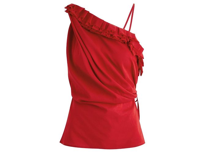 Dries Van Noten Ciska Wickelbluse aus Stretch-Seidenchiffon Rot