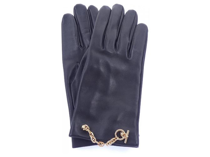 Hermès Bonnie Seidenhandschuhe Schwarz