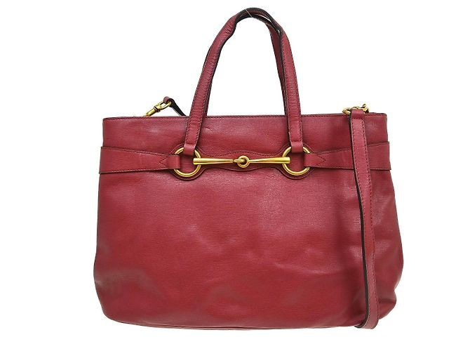 Gucci Bright Bit Convertible Tote Leder Medium Rot