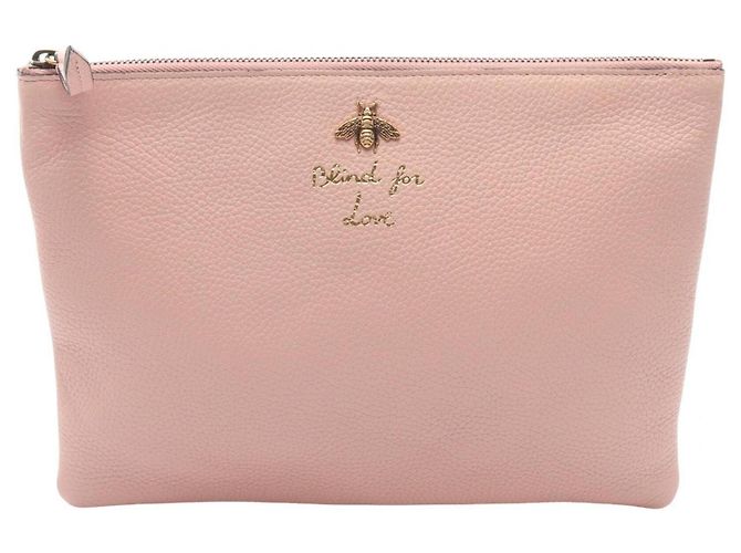 Gucci Animalier Bee Second Bag Clutch Pink