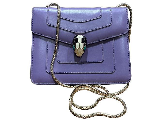 Bulgari Bolsa de Ombro Serpenti Forever em couro roxo
