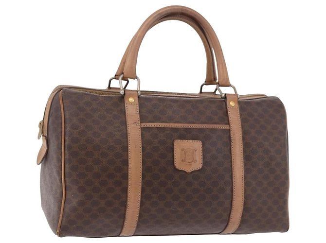 Céline Sac Boston CELINE Macadam Canvas PVC Cuir Marron Or Auth 188493 Doré