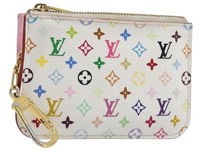 LOUIS VUITTON Monogram Multicolor Pochette Cles NM Purse M93734 LV Auth 185867A White