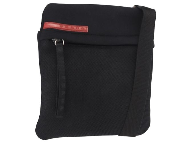 Borsa a tracolla PRADA Sports Line in cotone nero argento Auth ka4861