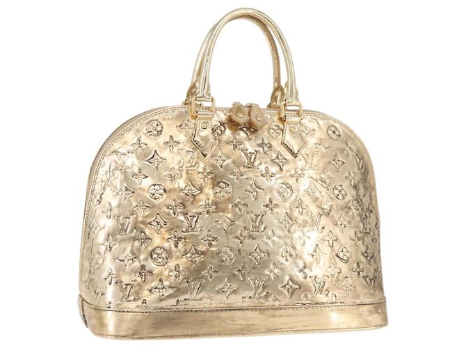 LOUIS VUITTON Borsa Monogram Miroir Alma MM Gold Dore M93624 LV Auth 188794A D'oro