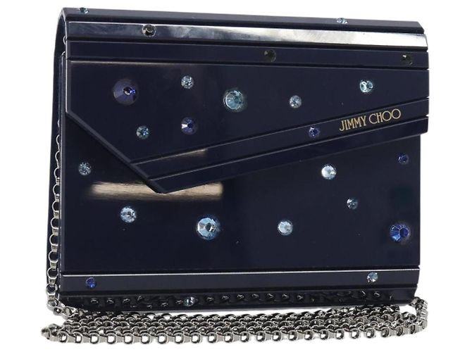 Borsa a Spalla con Catena Jimmy Choo in plastica Navy Auth 188525 Blu navy