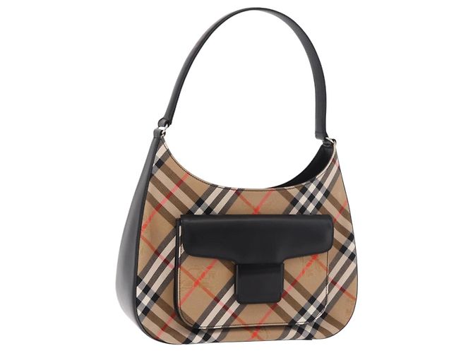 Borsa a tracolla Burberrys Canvas Beige Silver Nova Check Autentica am11979V Argento