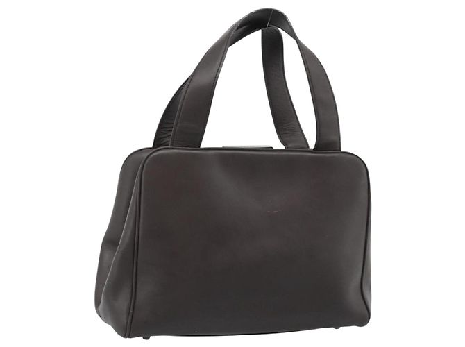 Bolso PRADA de cuero marrón oscuro plata fm5374