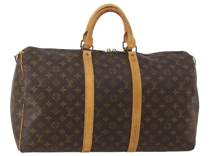 LOUIS VUITTON Monogram Keepall 50 Boston Bag M41426 LV Auth 187809 Monograma