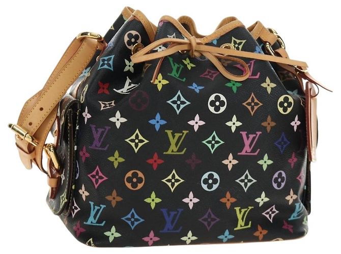 LOUIS VUITTON Monogram Multicolor Petit Noe Bag Black M42230 LV Auth mr2527SAV Schwarz