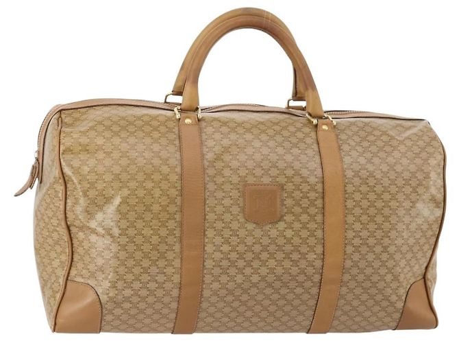 Céline Borsa Boston CELINE Macadam Canvas PVC Beige Oro Auth gh2046 D'oro