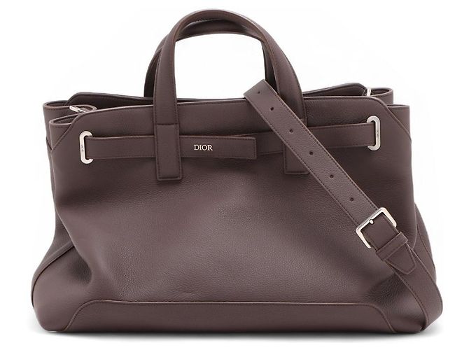 Dior Bolsa Tote Crossbody Normandie em couro de bezerro Medium Marrom