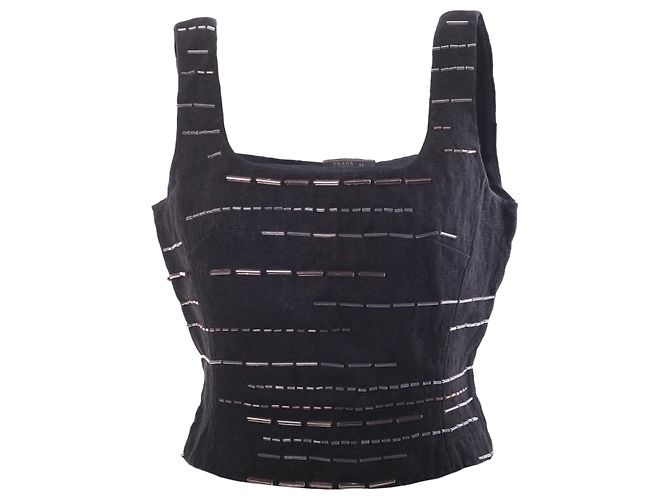 Top con pedrería Prada Negro 