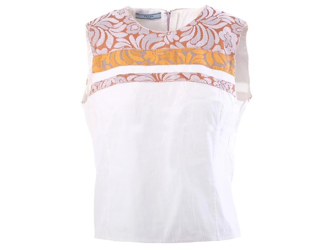 Top blanco bordado Prada