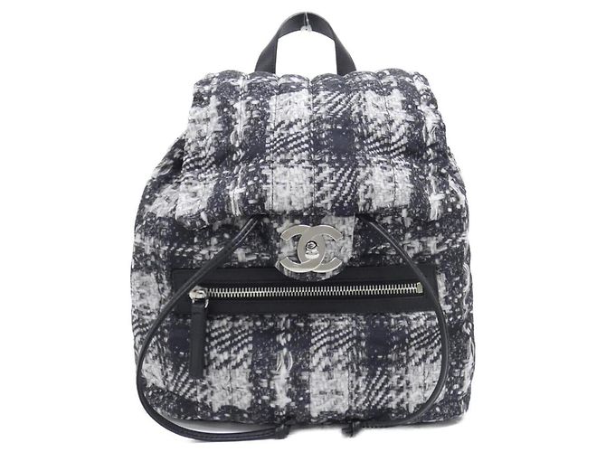 Chanel 66445 Backpack Black White
