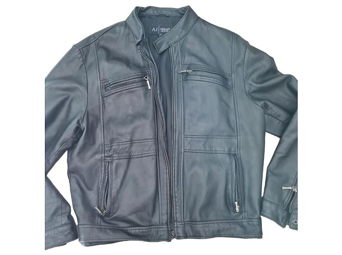 Armani Jeans Lederjacke Schwarz Herren